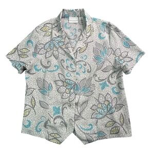 Alfred Dunner Blouse Womens Size 12 Multicolor Floral Button Up S/S Shirt Top